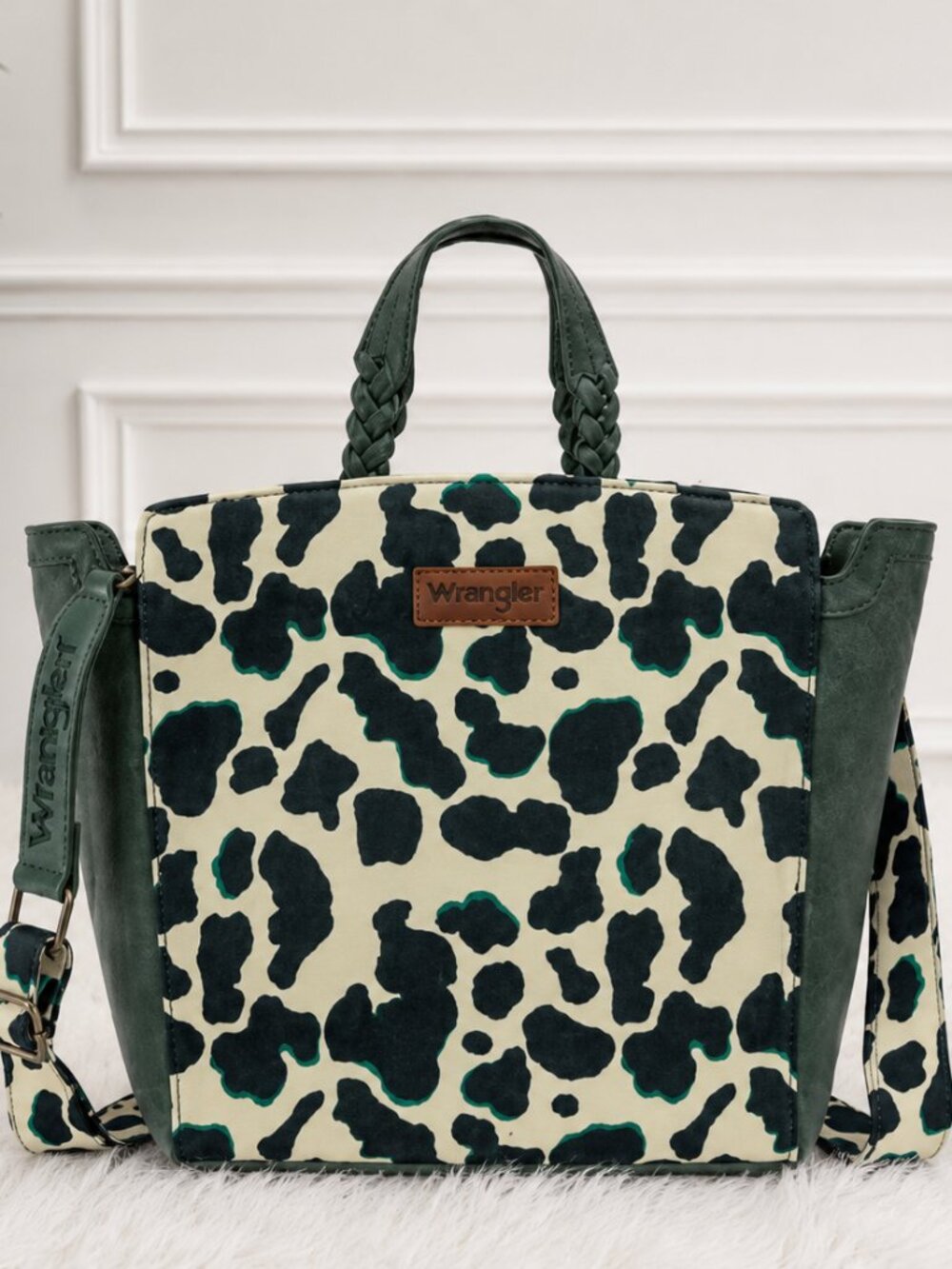 Wrangler Green Animal Print Tote Crossbody Handbag NWT